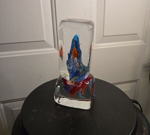 Dynesty Gallery Blue & Orange Art Glass Fish Aquarium Sculpture Paperweights